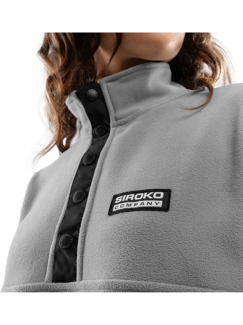 Camisola polar grossa com meio fecho para mulher Branco Cinza - Kiabi