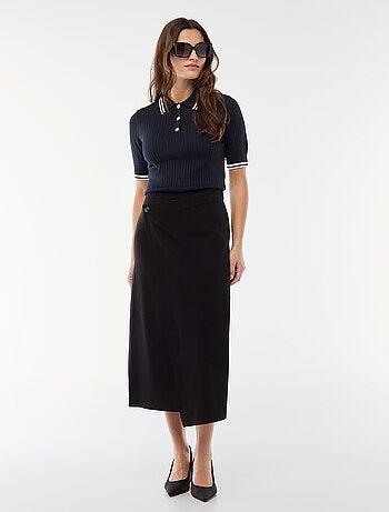 Camisola polo canelada com botões náuticos dourados