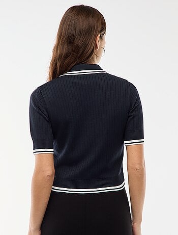 Camisola polo canelada com botões náuticos dourados