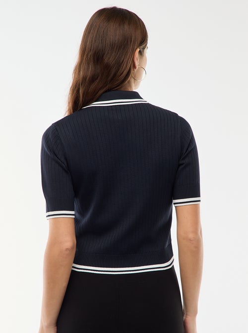Camisola polo canelada com botões náuticos dourados - Kiabi