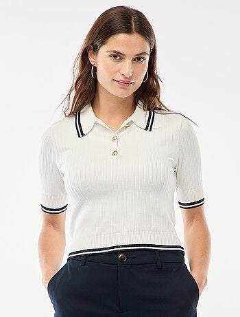Camisola polo canelada com botões náuticos dourados