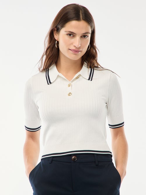 Camisola polo canelada com botões náuticos dourados - Kiabi