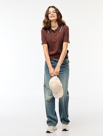 Camisola polo em malha