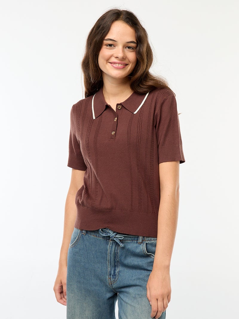 Camisola polo em malha Azul - Kiabi