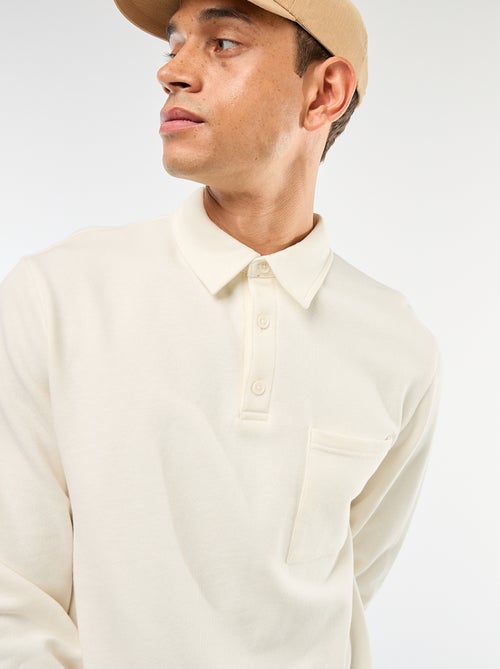 Camisola polo lisa de manga comprida - Kiabi