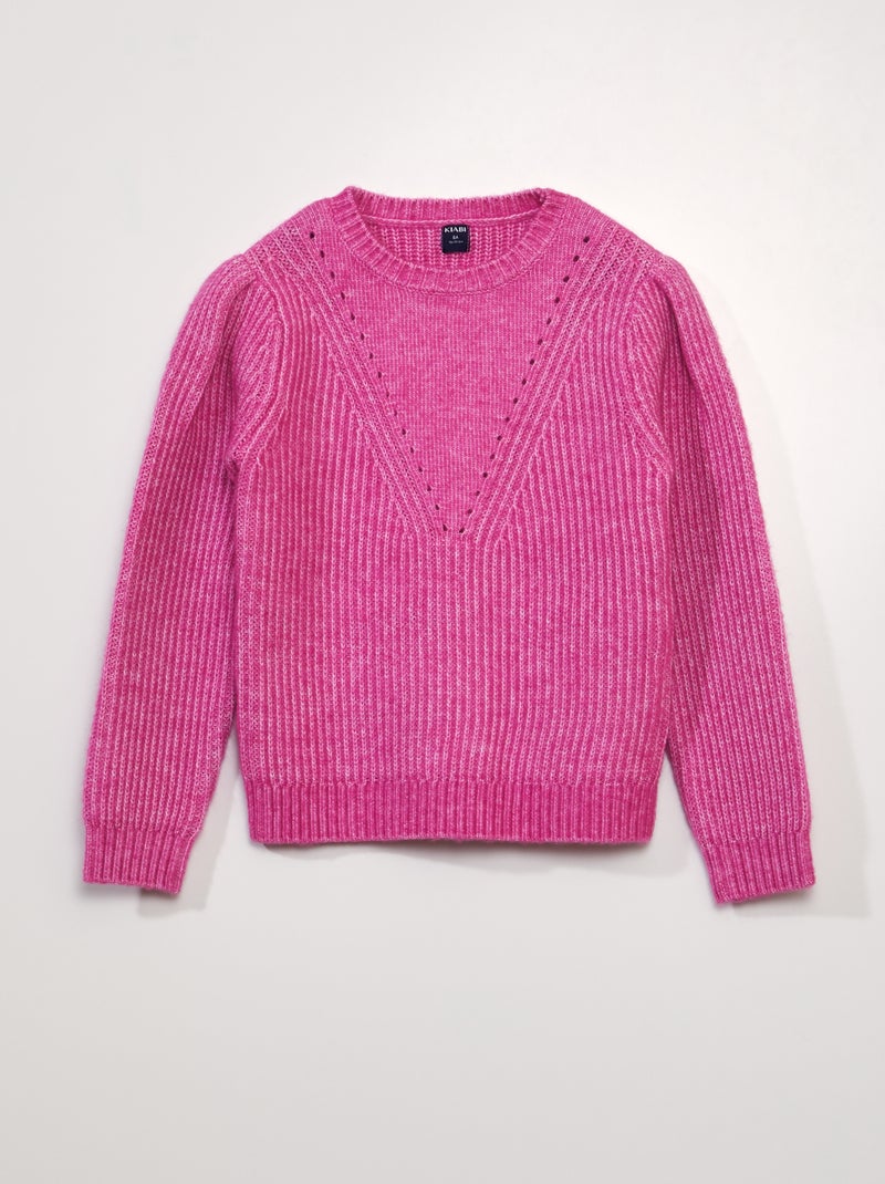 Camisola ponto de mousse em malha ajurada ROSA - Kiabi