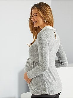 Camisola pré-mamã colarinho de camisa - Kiabi