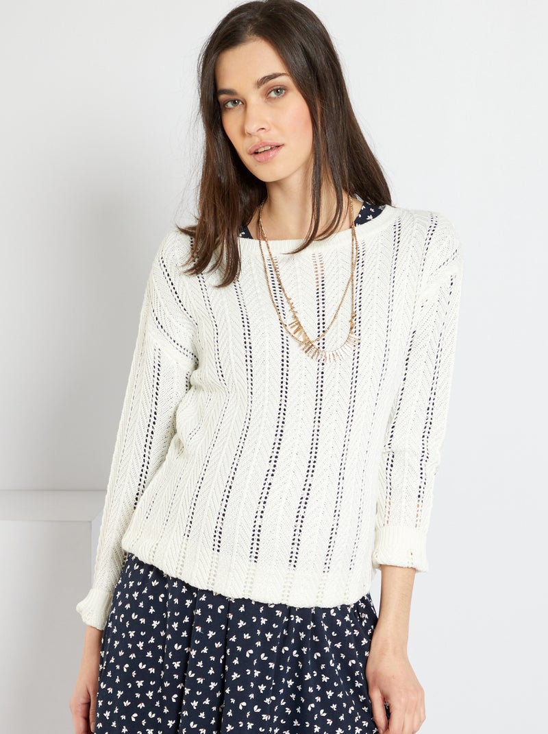 Camisola pré-mamã de malha ajurada Branco - Kiabi