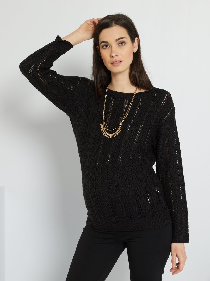Camisola pré-mamã de malha ajurada Preto - Kiabi