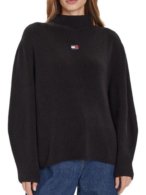 Camisola Preta de Gola Alta Tommy Hilfiger para Mulher Tjw Mockneck Badge S - Kiabi Camisola Preta de Gola Alta Tommy Hilfiger para Mulher Tjw Mockneck Badge S - Kiabi