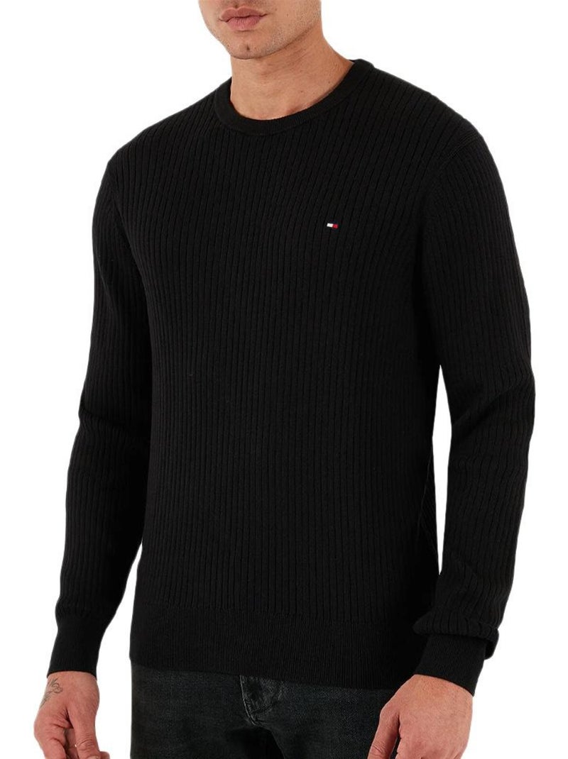 Camisola Preta de Homem Tommy Hilfiger Pima MW0MW40449 Preto - Kiabi