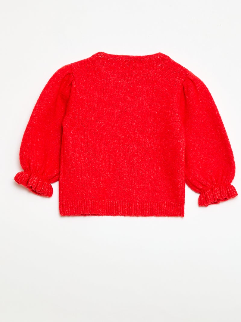 Camisola quente com mangas balão Vermelho - Kiabi