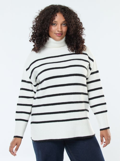 Camisola quente de gola alta com rachas na base - Kiabi