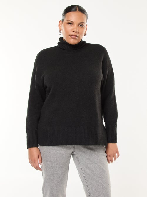 Camisola quente de gola alta com rachas na base - Kiabi