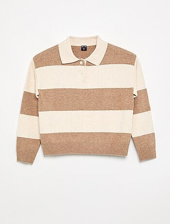 Camisola quente de gola polo