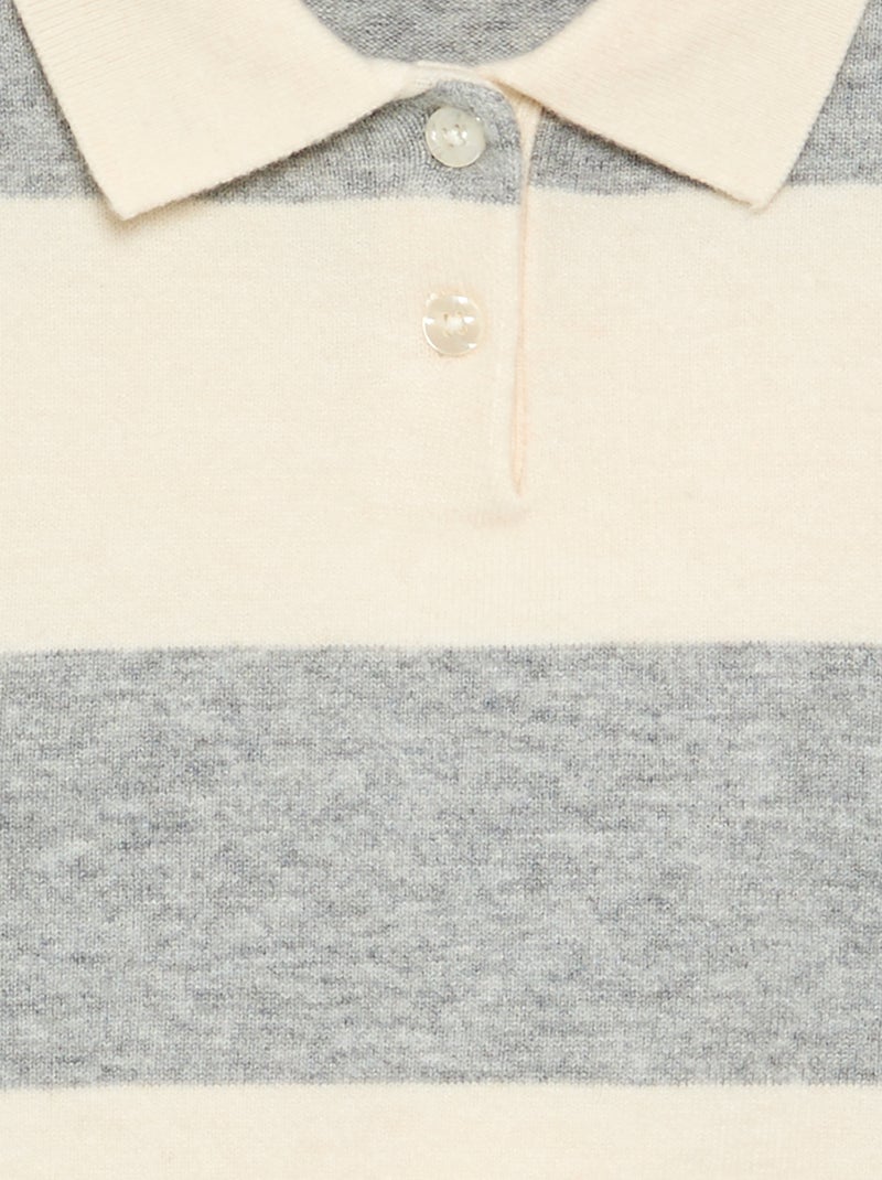 Camisola quente de gola polo Cinza - Kiabi
