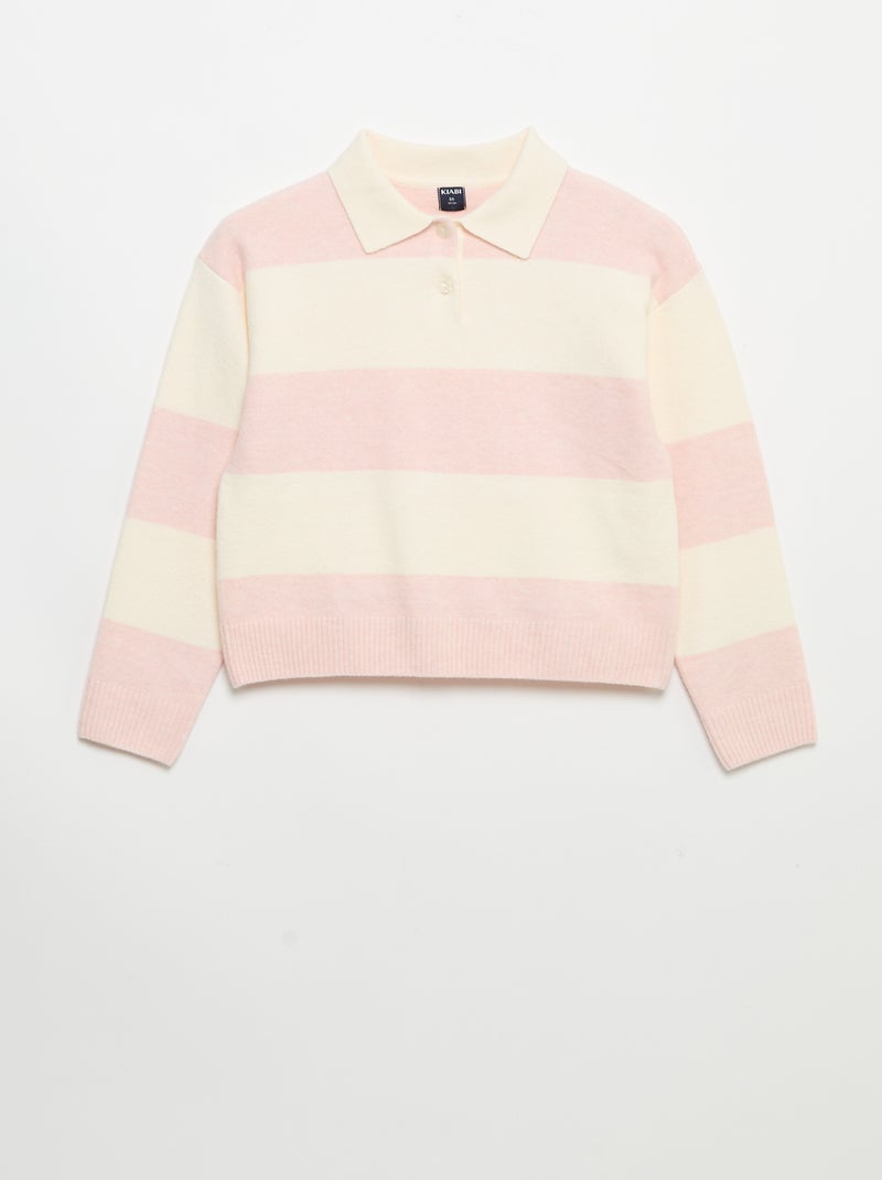 Camisola quente de gola polo Rosa - Kiabi