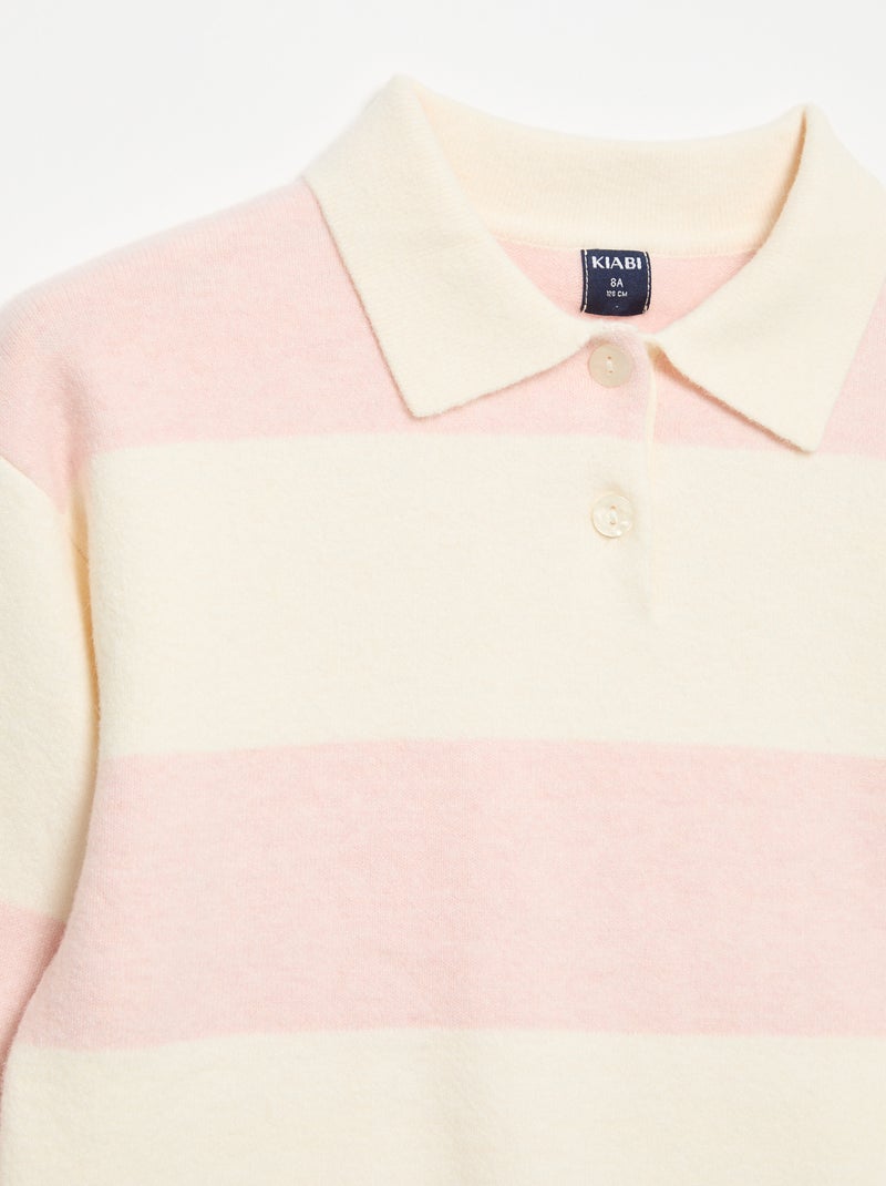 Camisola quente de gola polo Rosa - Kiabi