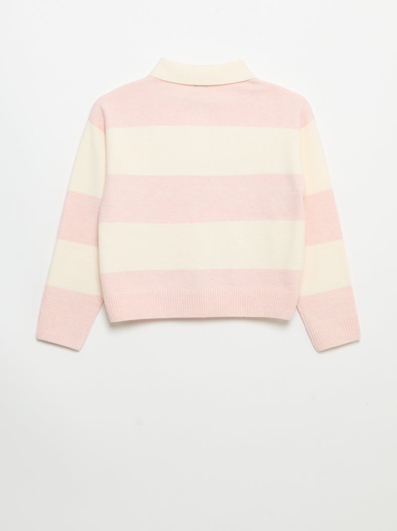 Camisola quente de gola polo Rosa - Kiabi