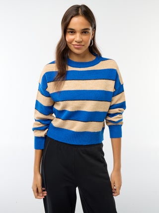 Camisola quente de malha com gola redonda