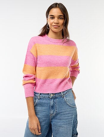 Camisola quente de malha com gola redonda