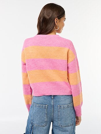 Camisola quente de malha com gola redonda