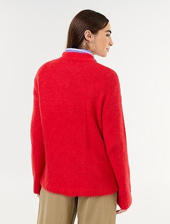 Camisola quente de mohair de gola redonda