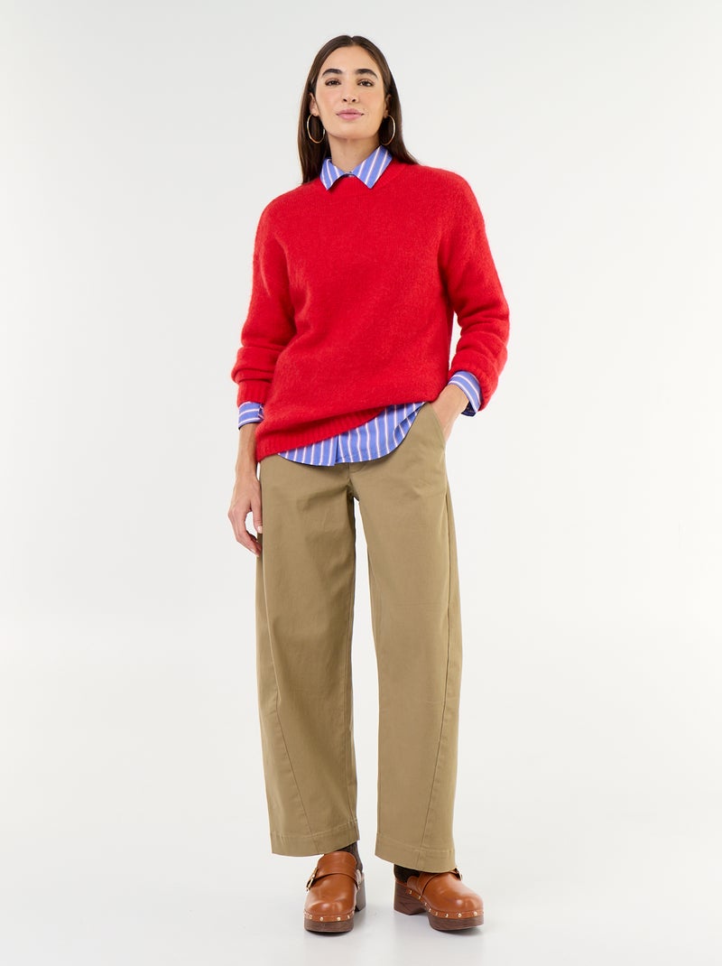 Camisola quente de mohair de gola redonda Vermelho - Kiabi