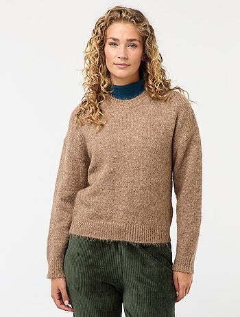 Camisola quente em malha mesclada