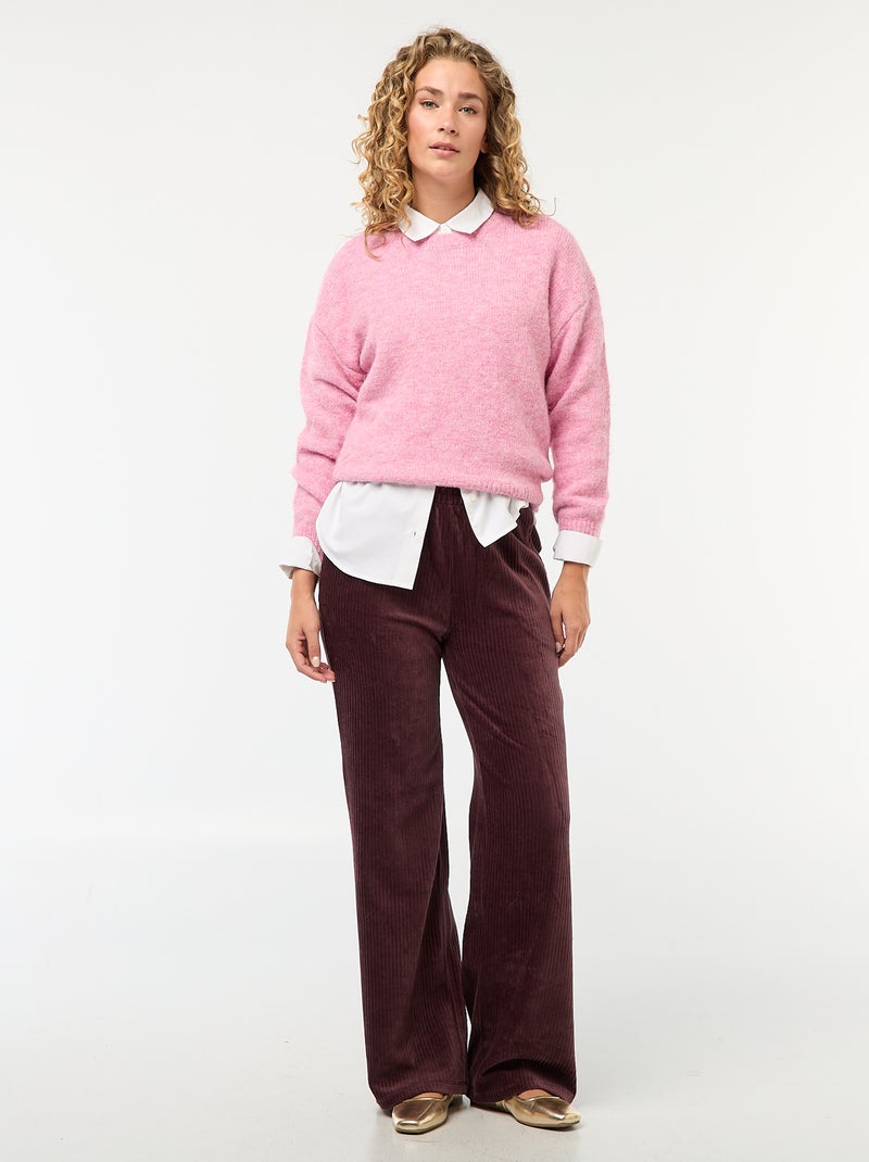 Camisola quente em malha mesclada Rosa - Kiabi