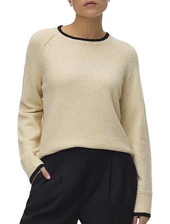 Camisola raglan maquarius cru vero moda para mulher