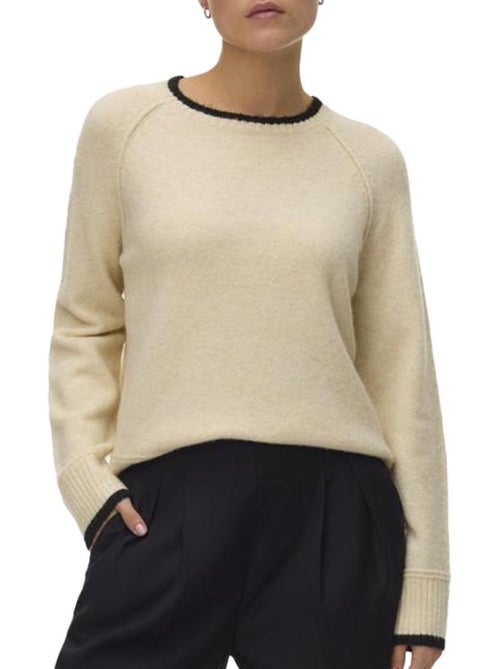 Camisola Raglan Maquarius Cru Vero Moda para Mulher - Kiabi Camisola Raglan Maquarius Cru Vero Moda para Mulher - Kiabi