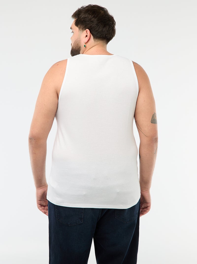Camisola regata regular em malha canelada Branco - Kiabi