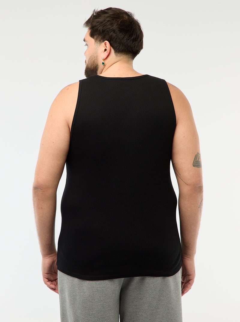 Camisola regata regular em malha canelada Preto - Kiabi