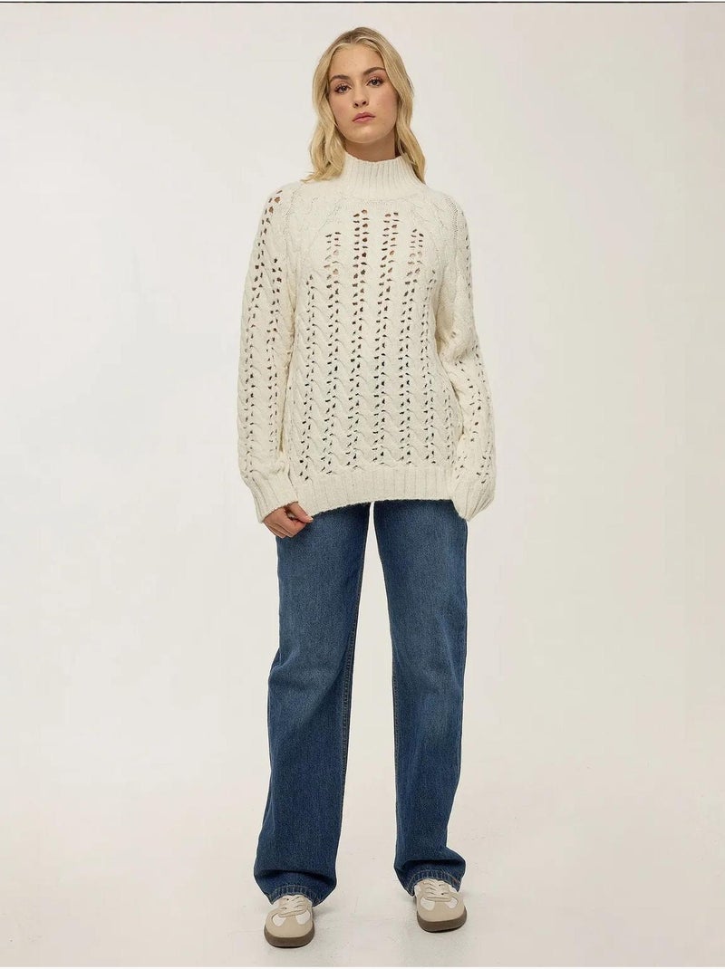 Camisola Regular Fit com aplicações vazadas Branco - Kiabi
