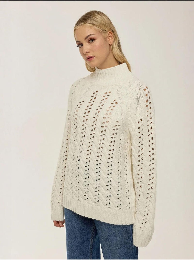 Camisola Regular Fit com aplicações vazadas Branco - Kiabi