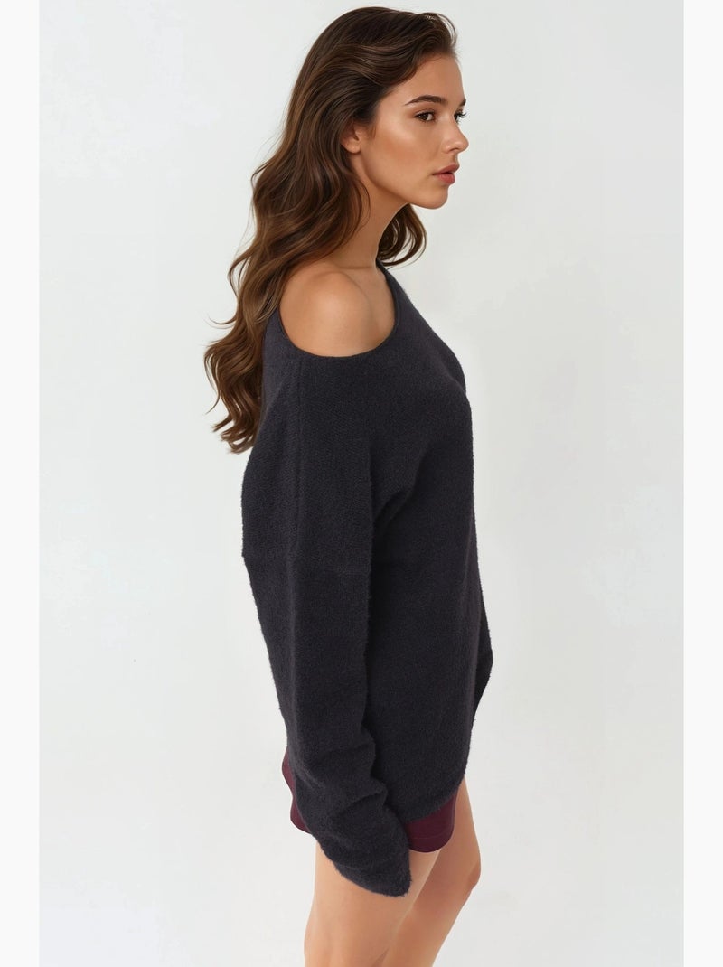 Camisola relaxed fit com decote barco hiccup Preto - Kiabi