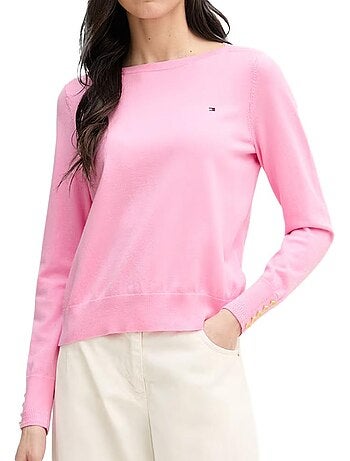 Camisola rosa de mulher tommy hilfiger em jersey