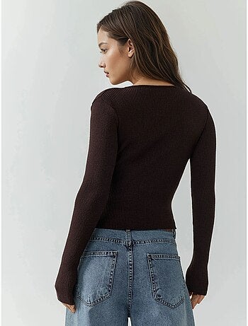 Camisola sabrina com zíper hiccup