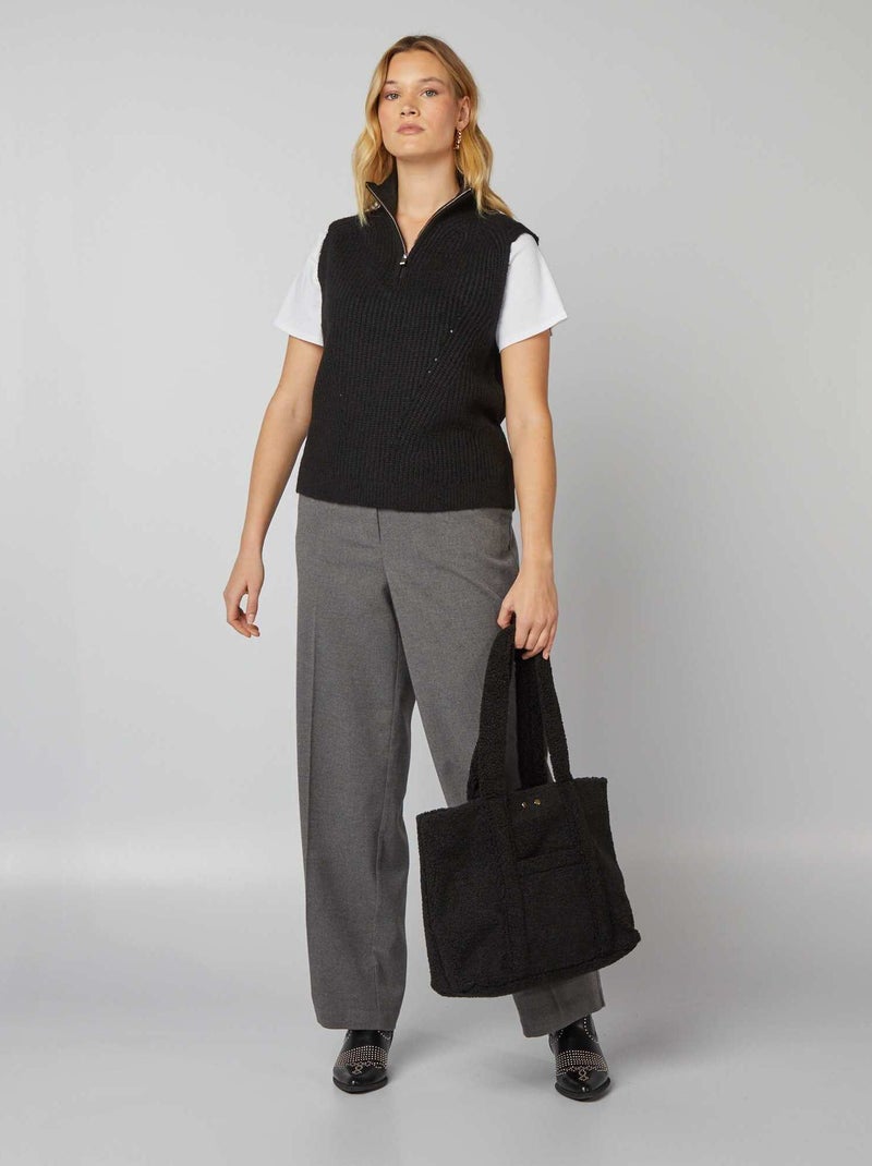 Camisola sem manga com gola com fecho Preto - Kiabi
