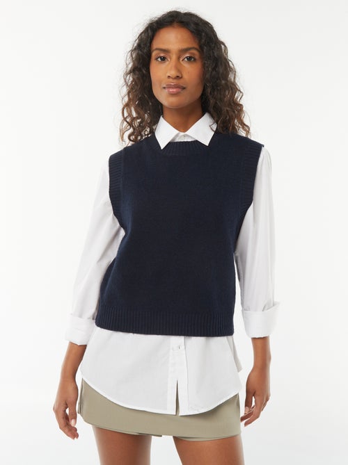 Camisola sem manga em malha tricô - Kiabi