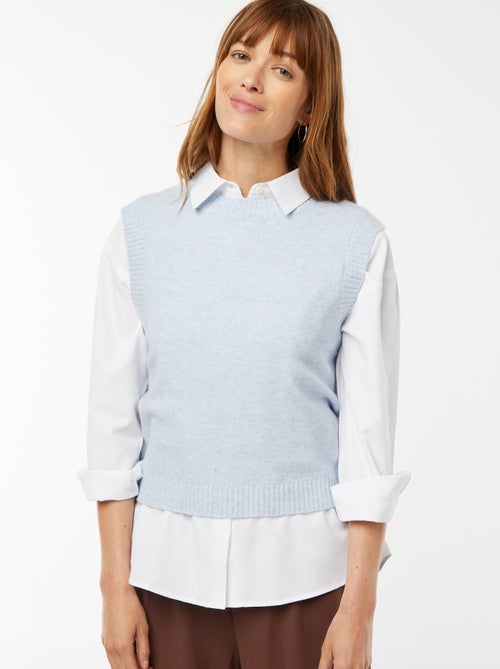 Camisola sem manga em malha tricô - Kiabi