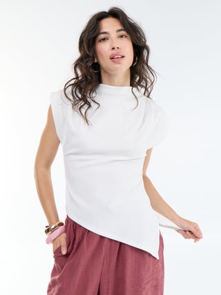 Camisola sem mangas assimétrica