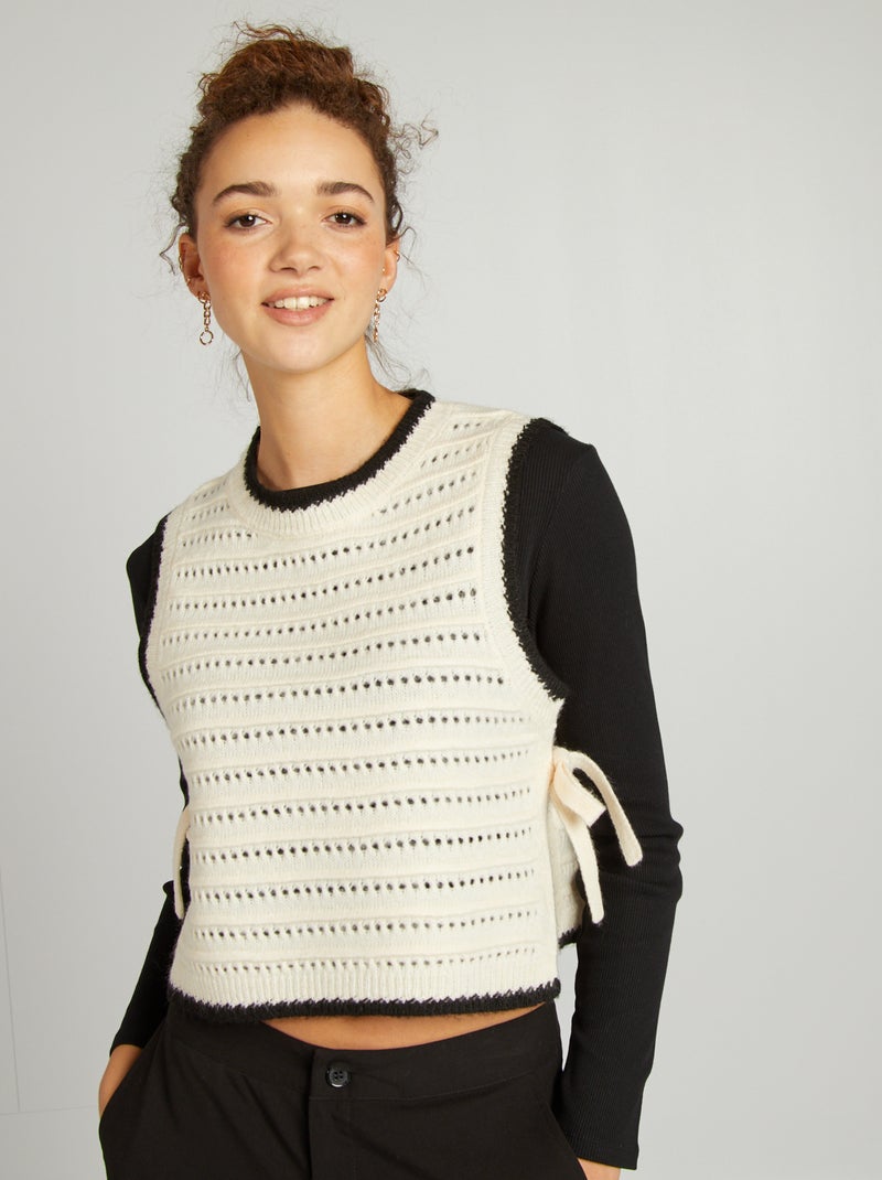 Camisola sem mangas bicolor BRANCO - Kiabi