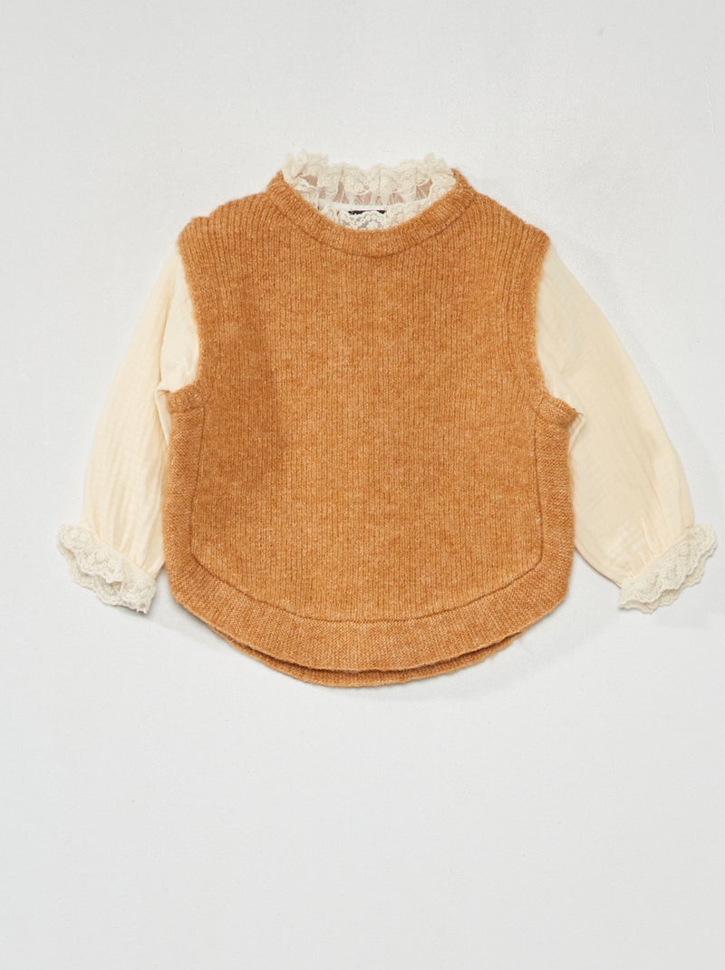 Camisola sem mangas + blusa integrada AMARELO - Kiabi
