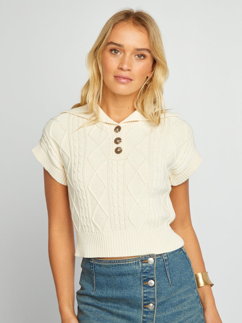 Camisola sem mangas canelada BEGE - Kiabi