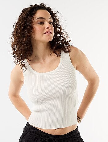 Camisola sem mangas canelada