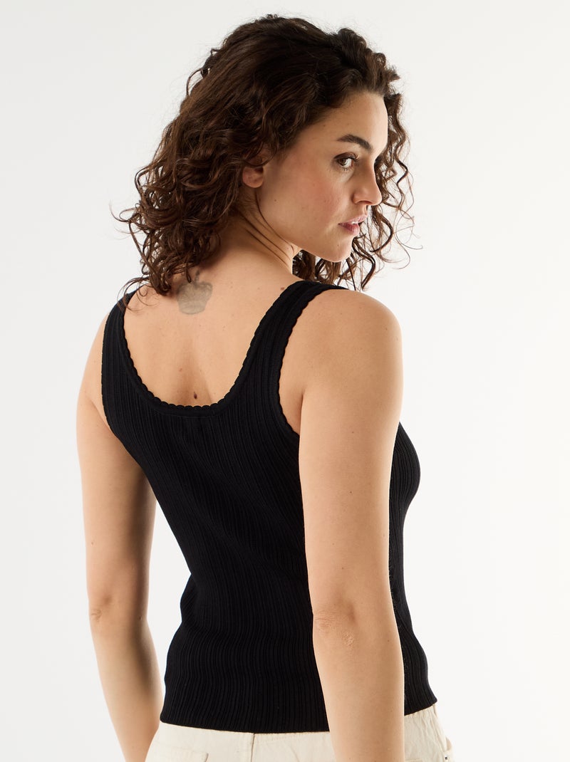 Camisola sem mangas canelada Preto - Kiabi