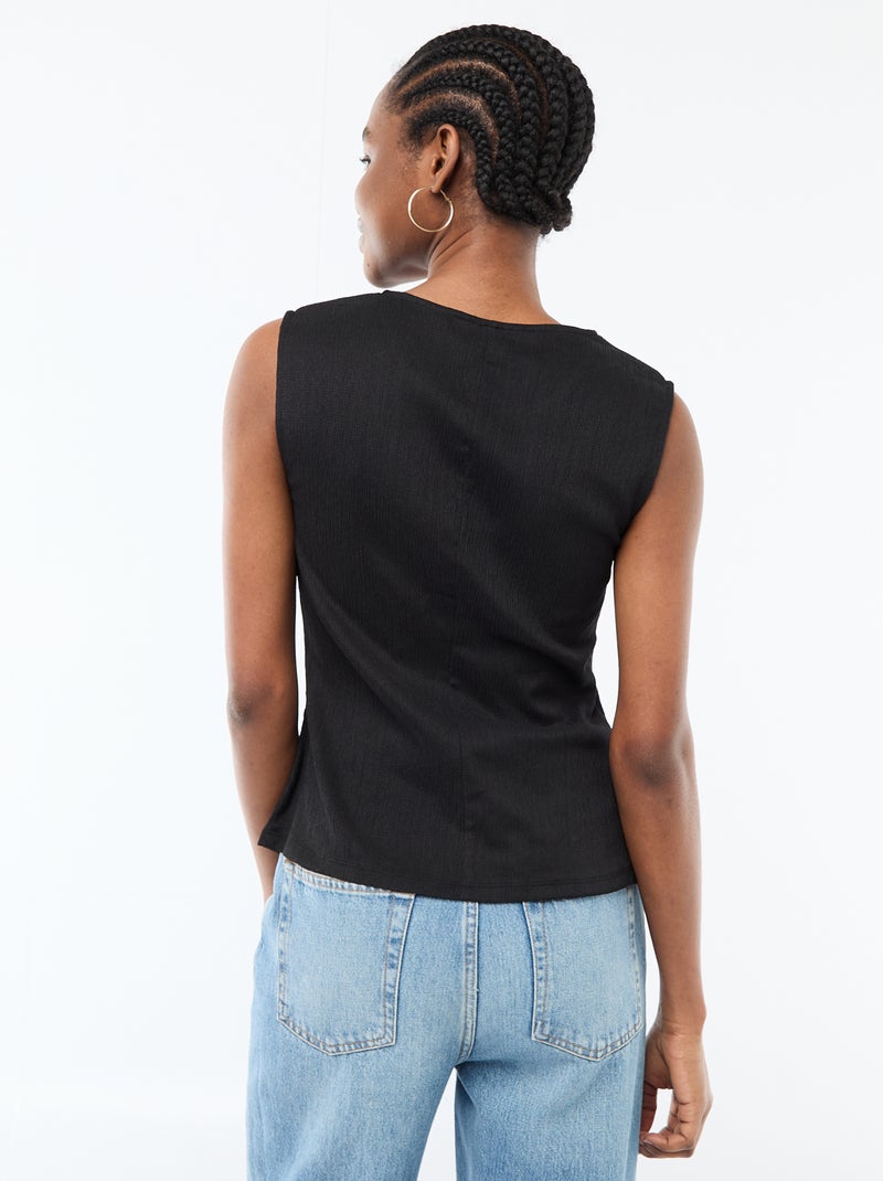 Camisola sem mangas com abertura por botões dourados martelados Preto - Kiabi