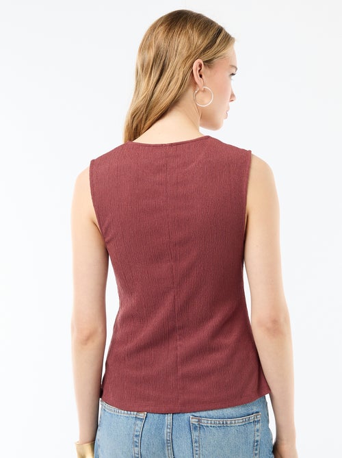 Camisola sem mangas com abertura por botões dourados martelados - Kiabi